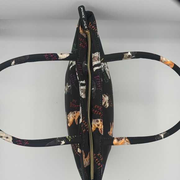 NWOT Betsey Johnson Black Insulated Lunch Bag Tote with Dog Print - Picture 5 of 7